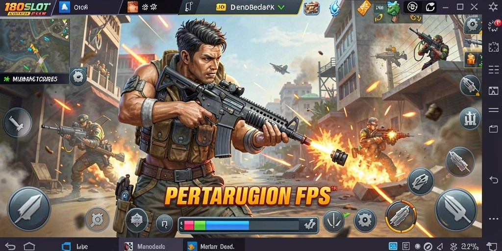 Gameplay mendebarkan dalam aksi pertempuran FPS di 180SLOT.