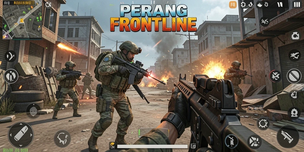 Tangkapan layar menunjukkan aksi intens dalam gameplay FPS 3446.