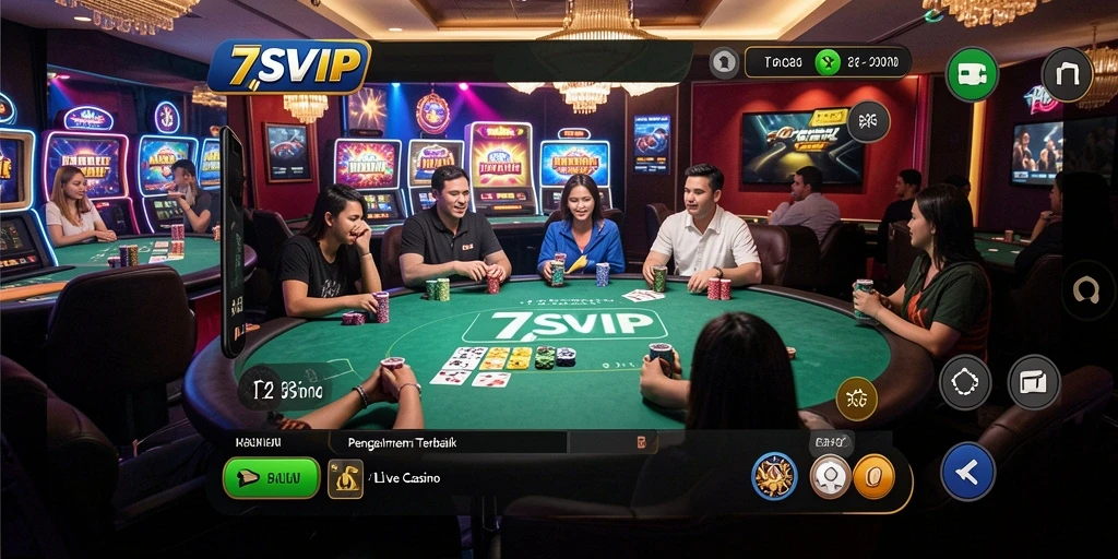Tampilan gameplay Live Casino di 7SVIP dengan dealer langsung.