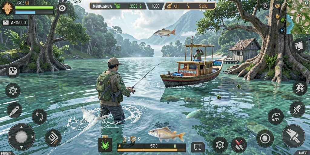 Tampilan gameplay API5000 yang menampilkan aksi memancing yang seru.