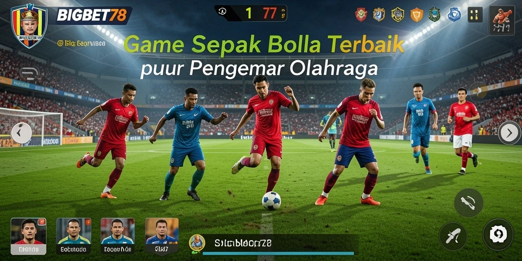 Tampilan aksi mendebarkan dalam gameplay sepak bola yang seru.