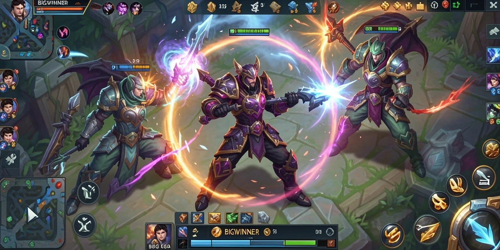 Tampilan gameplay seru dalam BIGWINNER saat bertempur di medan perang.