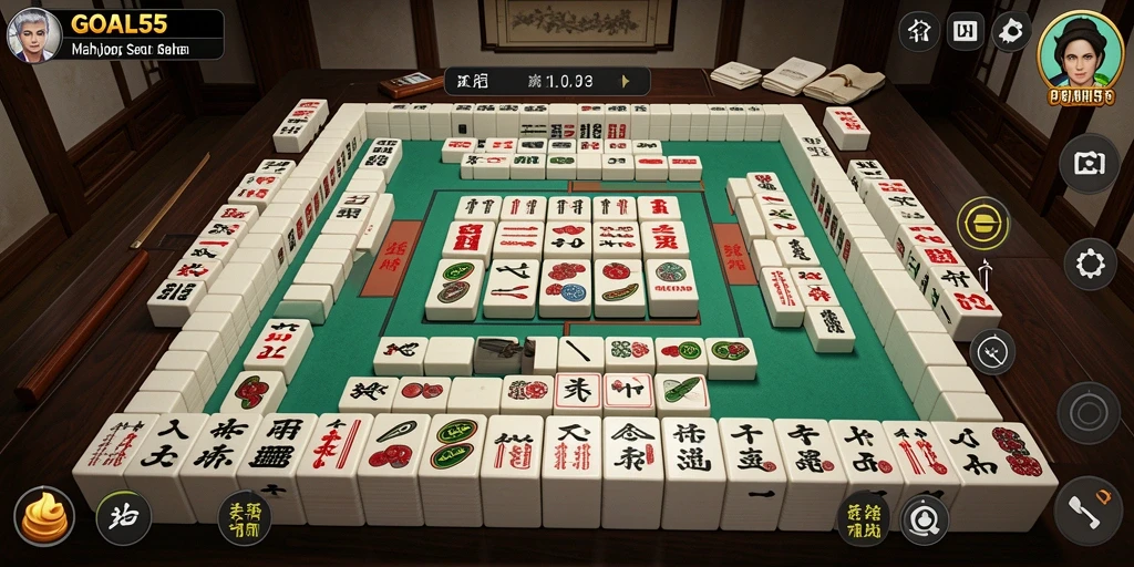 Tampilan gameplay Mahjong yang seru dan menantang di GOAL55.