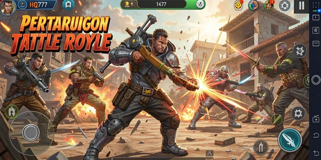 Gameplay seru dalam dunia Battle Royale yang luas.