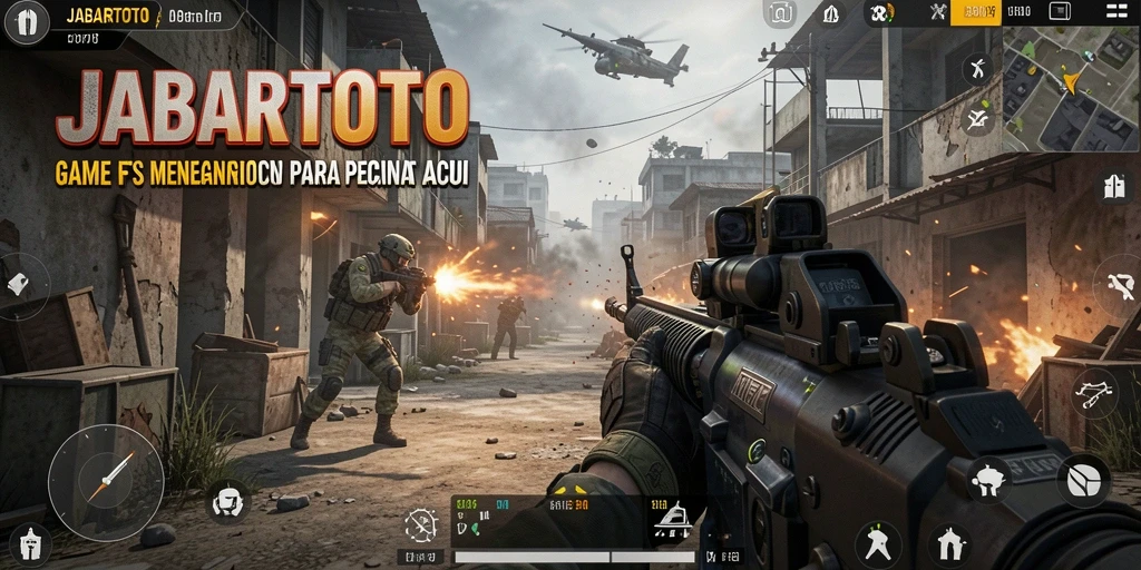 Tampilan gameplay seru dalam pertempuran FPS JABARTOTO.