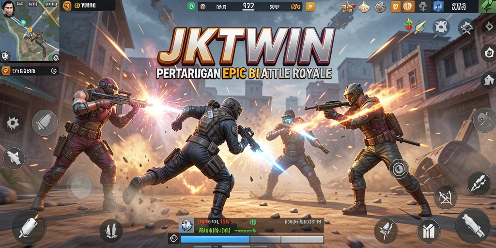 Tampilan gameplay JKTWIN yang menegangkan dalam pertempuran Battle Royale.