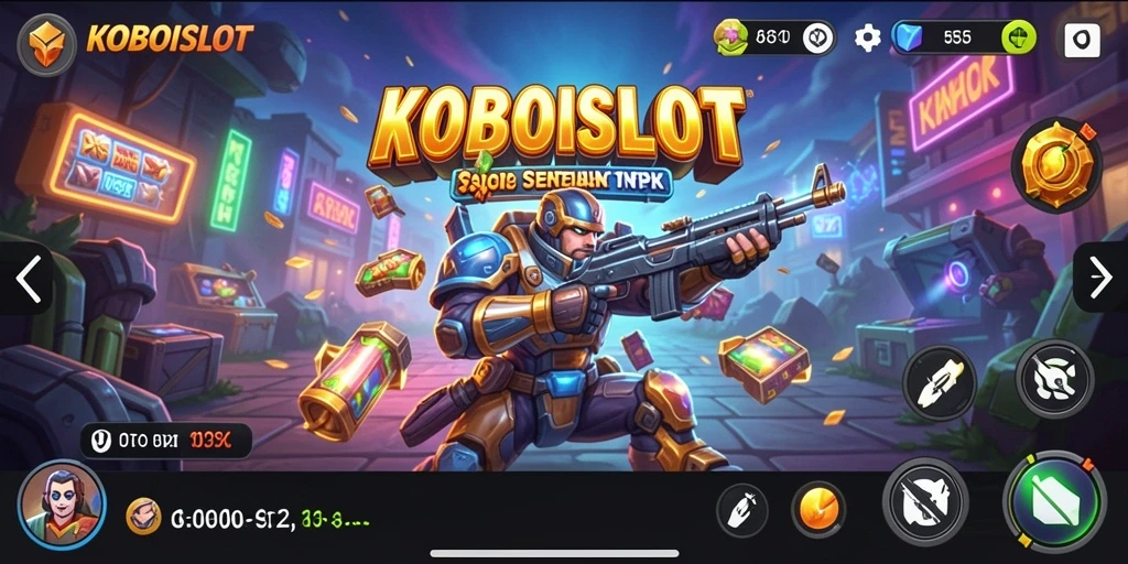 Tampilan gameplay seru di KOBOISLOT dengan slot dan aksi TPS.