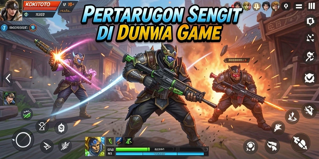 Tampilan gameplay KOKITOTO dengan pertarungan seru antara dua karakter.