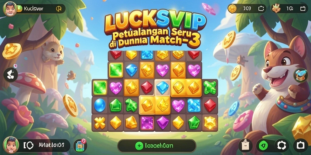 Tampilan gameplay seru LUCKSVIP dengan berbagai objek berwarna.