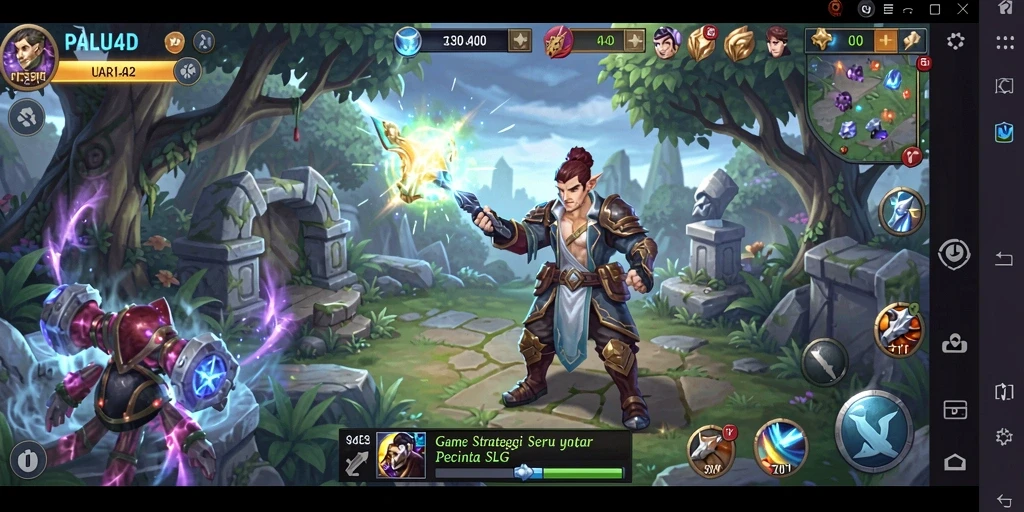 Screenshot PALU4D menampilkan aksi pertempuran strategi yang seru dan dinamis.