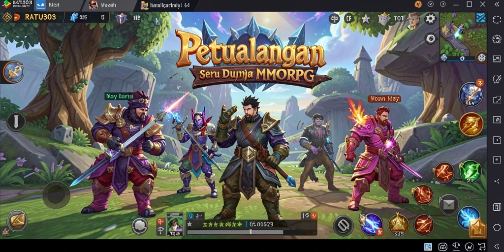 Screenshot gameplay menunjukkan aksi seru dalam RATU303, berkumpul bersama teman-teman.