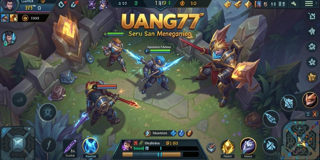 Tampilan gameplay UANG77 yang menegangkan di arena MOBA.