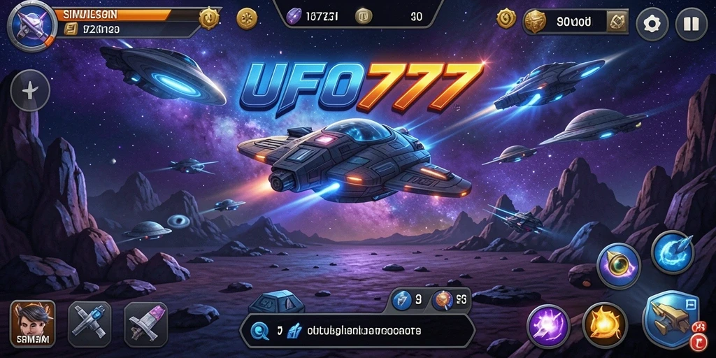 Screenshot gameplay UFO777 menampilkan serunya menjelajahi alam semesta.